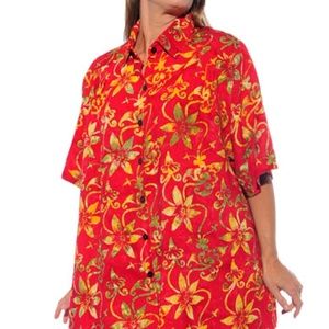 Plus Size Red Floral Top 6X WEARABLE ART